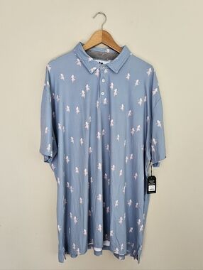 New Anderson Ord Golf Shirt Polo Hula Girls Blue Pink Mens Performance  Size 3XL